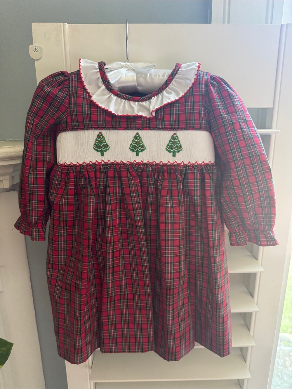 Edgehill Collection Red and Green Plaid Smocked Holiday Dress